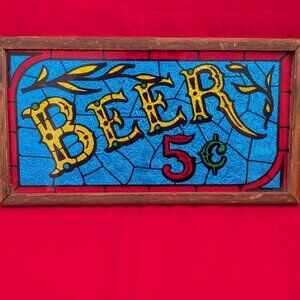 "Beer 5c" Stained Glass Sign